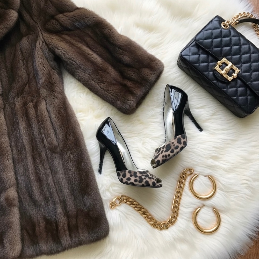 🔥Guess by Marciano Y2K Mob Wife Style Leopard & Patent Leather Peep Toe Pumps🔥